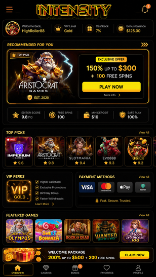 intensity casino Gameplay