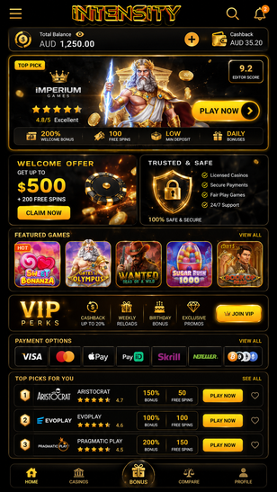 intensity casino Gameplay